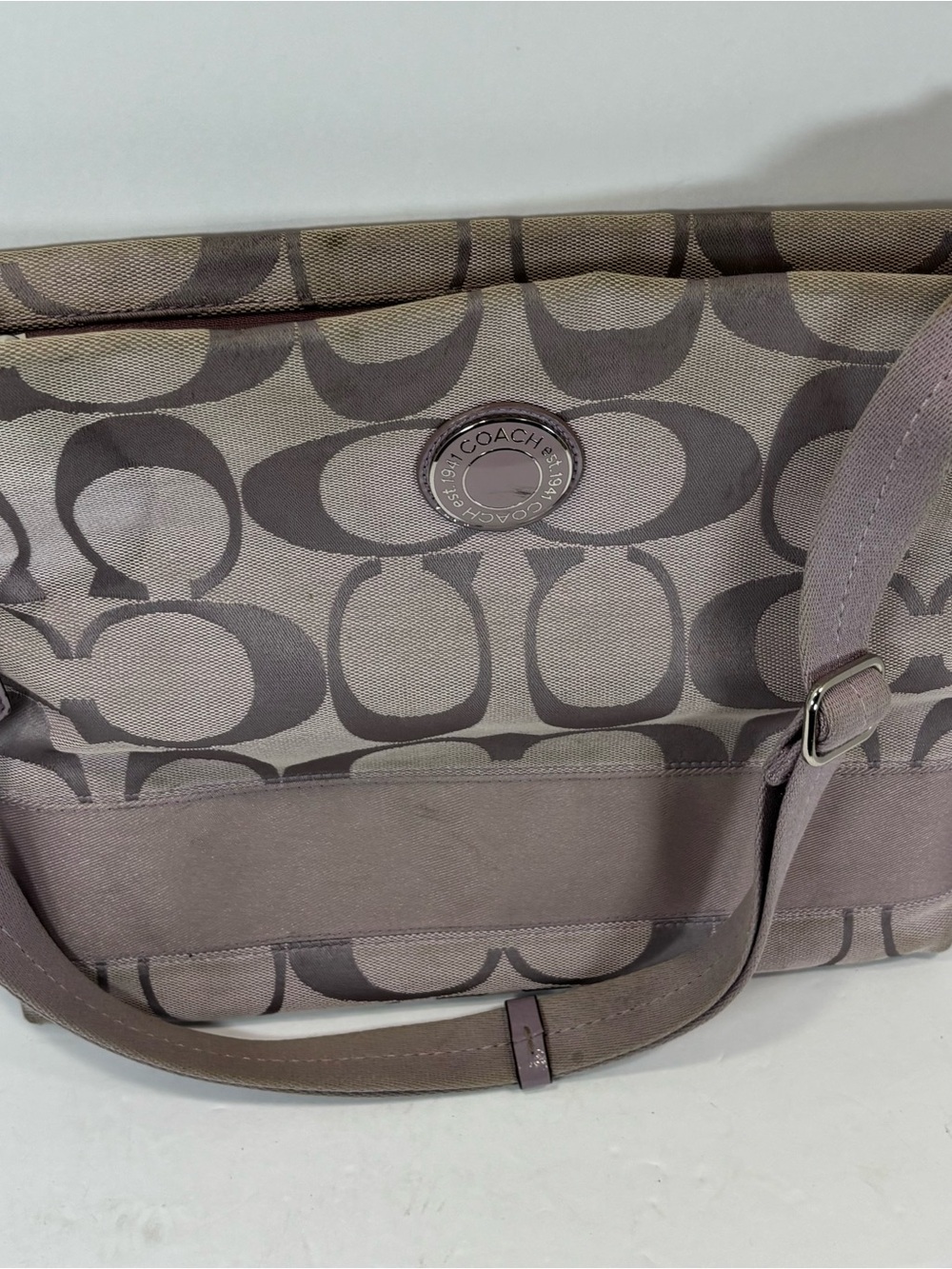 Coach Crossbody in Taupe and Lavender Trim - Picture 6 of 13